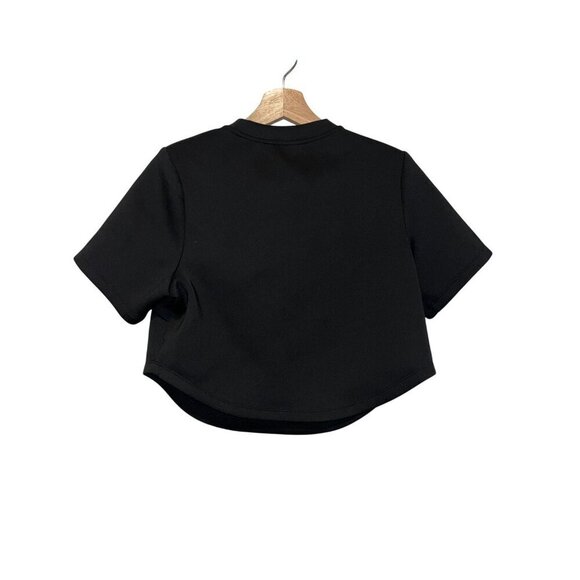 Good American Black Shoulder Scuba Crop Tee Size 0 Cotton Blend - Picture 4 of 8